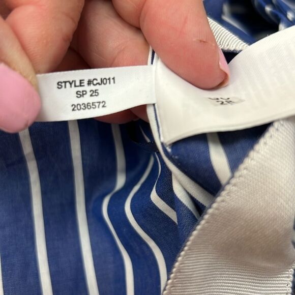 J. Crew CJ011 Blue and white Ciel top in striped cotton poplin NWT missing belt - Picture 11 of 11